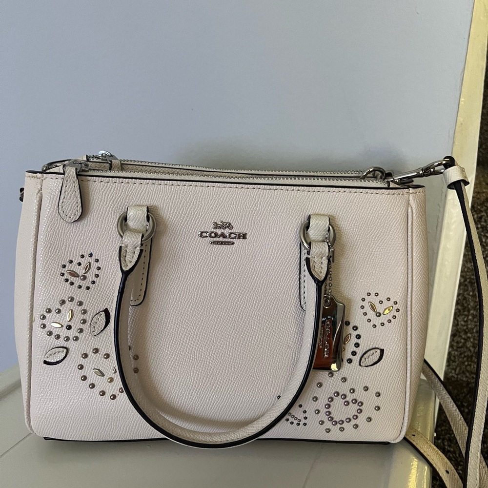 Coach Cream Satchel with Embellishments